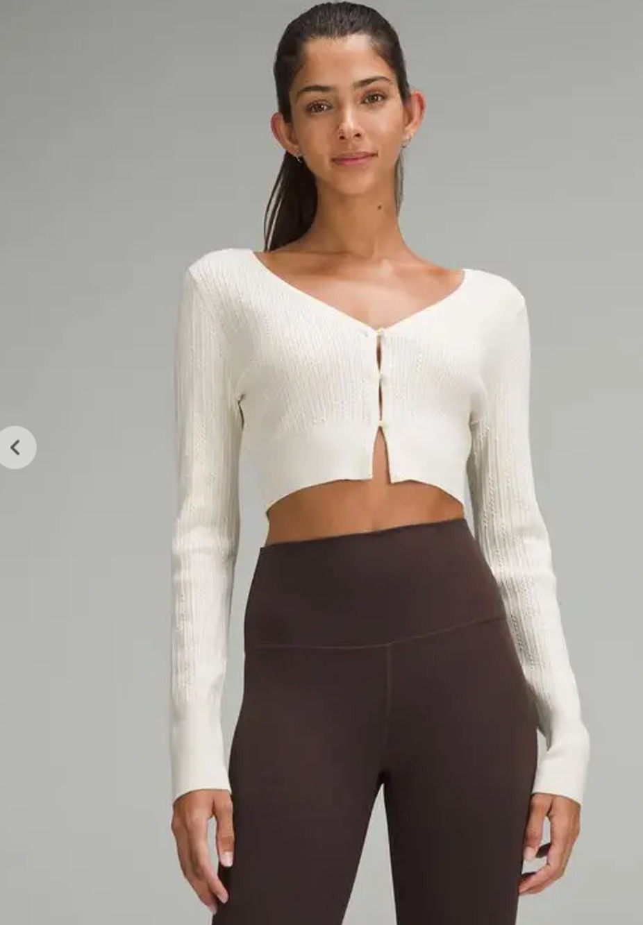 Lululemon Ribbed Merino-Wool Blend Cardigan Cropped Size Small GRAY!!